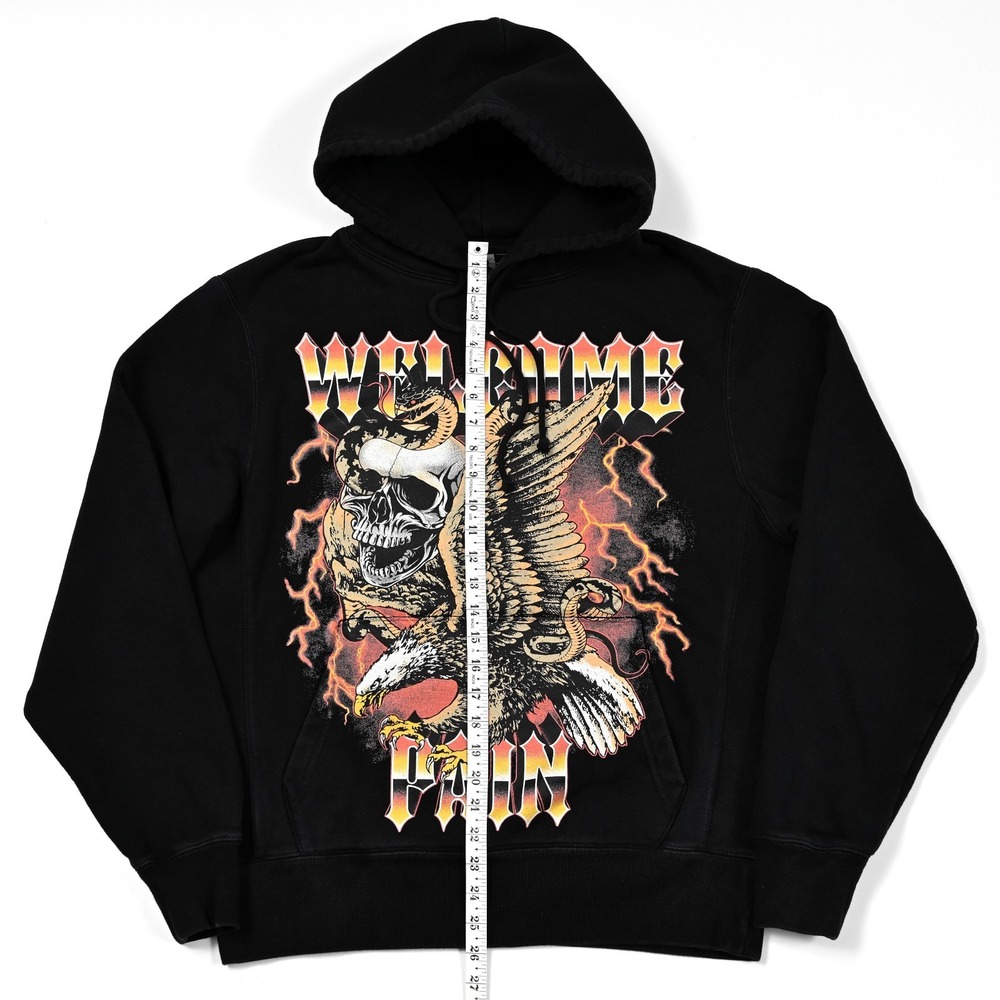 Welcome Pain Men's Hoodie Sweatshirt Medium Skulls Snakes Eagle‎ Heavyweight - Picture 2 of 9